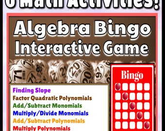 Algebra I Bingo Game – Slope, Polynomials (Google Slides)