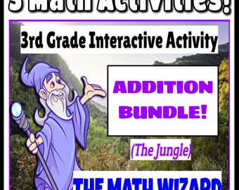 ¡Paquete de suma de matemáticas de tercer grado! ¡Juegos interactivos para el aula! ¡CINCO actividades de mago en Google Slides!