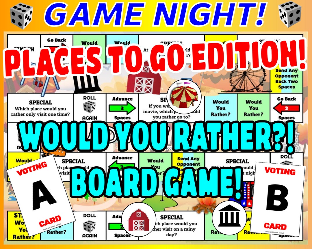 WOULD YOU RATHER Board Game Places to Go Edition Digital Etsy