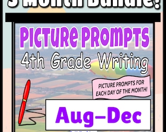 3rd Grade Teaching Resource Writing Picture Prompts & Story Starters - Back To School BUNDLE   August - December