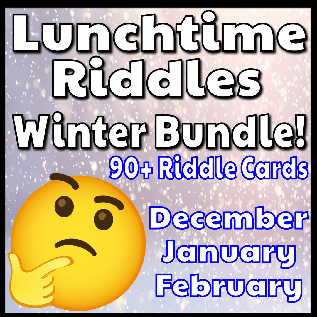Lunch Box Note Cards Riddles for Kids Winter Bundle Printables