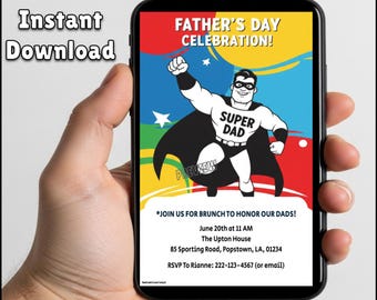 Editable Father's Day Invitation | Superhero Theme (Digital Template)