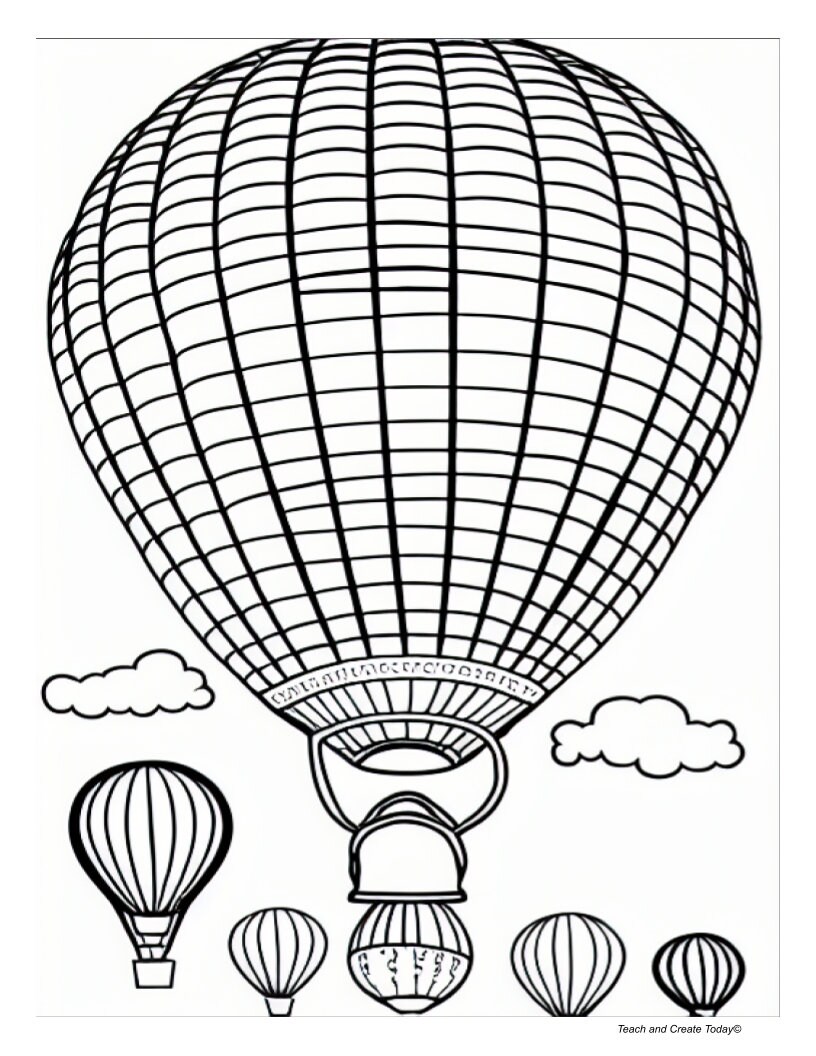 Coloring Pages for Kids Hot Air Balloons Over 25 Printable Sheets ...