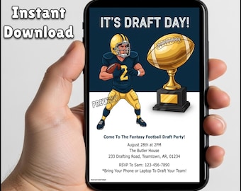 Fantasy Football Draft Party Invitation | Editable Digital Template (Instant Download)