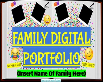 ¡Plantilla de portafolio digital familiar! ¡Libro de recuerdos para tu familia! ¡Conviértete en una presentación de diapositivas!