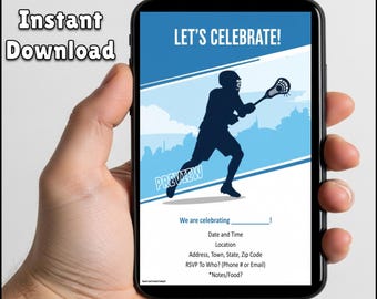 Invito alla festa di lacrosse modificabile / Modello digitale stampabile