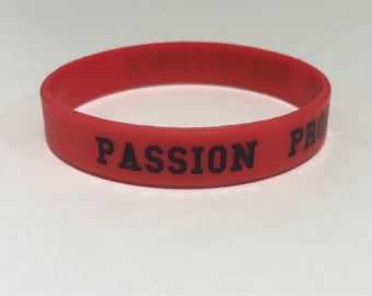 Wristband Bracelet PASSION PROGRESS PERSISTENCE  Motivational Message Red and Black!