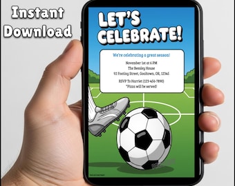 Editable Soccer Birthday Party Invitation | Printable Digital Template