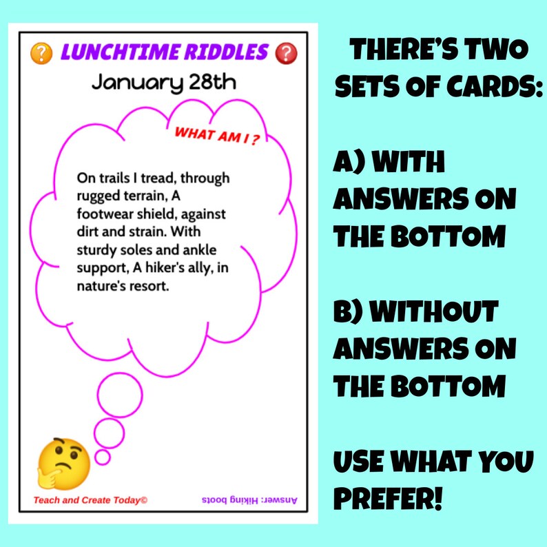 Lunch Box Note Cards - Riddles for Kids - Winter Bundle Printables for ...