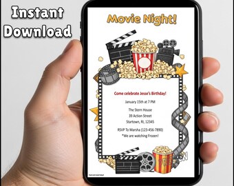 Editable Movie Night Invitation | Printable Party Invite (Digital Template)