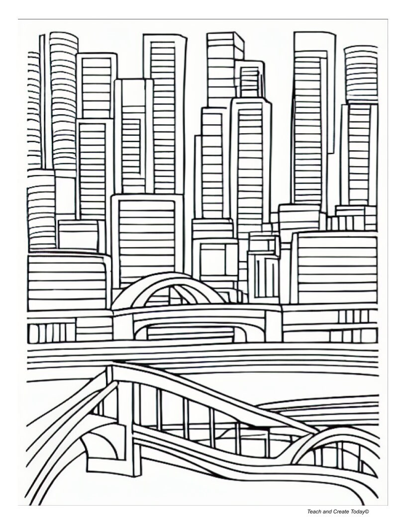 Coloring Pages for Kids - City Buildings - Over 25 Printable Sheets! - Etsy
