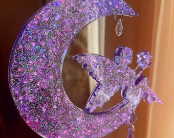 Fairy Moon Suncatcher in Purple