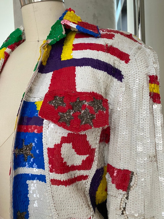 Women's Red, White, Blue Sequin Jacket. Rare Find… - image 3