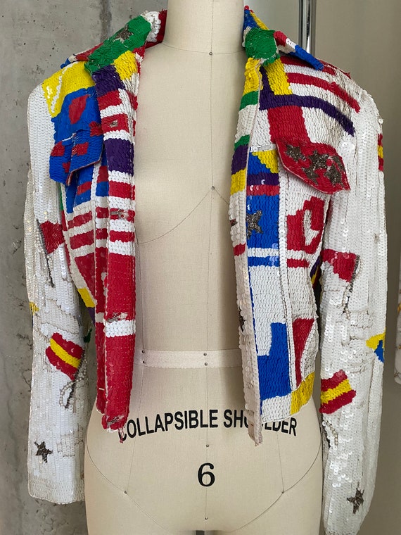 Women's Red, White, Blue Sequin Jacket. Rare Find… - image 2