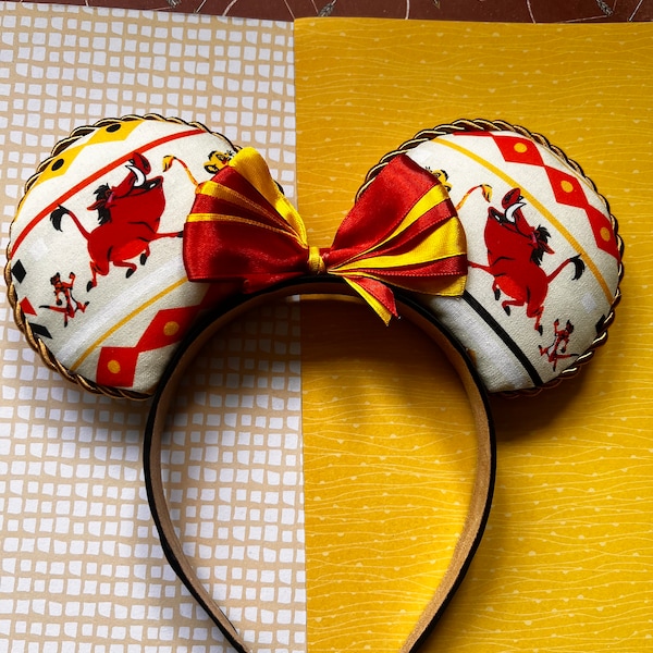 Lion King Timon, Pumbaa, and Simba Inspired Mickey Mouse Ears Headband