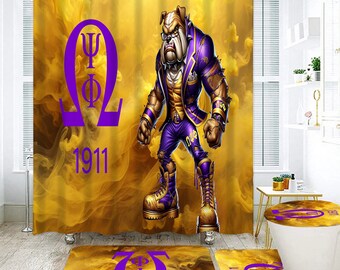 Ensemble de 4 rideaux de douche Omega Psi Phi Fraternité