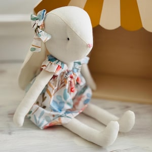 Personalized Handmade Linen Bunny Toy,Custom Rabbit,Baby Shower Gift, Nursery Decor,Sleep Companion,Cuddle Soft Toy