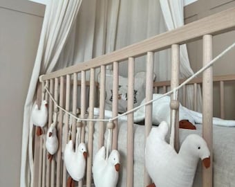 Handmade Goose Crib Garland, Natural Muslin Nursery Decor