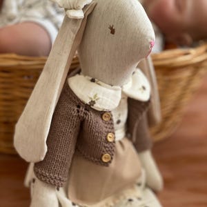 Personalized Handmade Linen Bunny Toy, Custom Name Toy,Personalized Baby Gift,Fabric Rabbit Toy, Baby Shower Decor,Nursery Decor