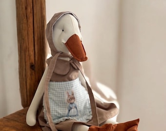 Handmade Personalized Goose Plush Toy – Cotton Nursery Decor