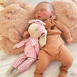 Handmade Linen Bunny Toy in Pajamas: Personalized Soft Doll, Eco-Friendly Gift