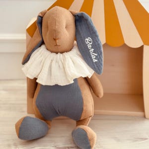 Personalized Linen Bunny Toy: Handmade Soft Nursery Decor