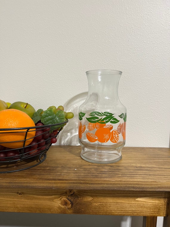 Vintage 1987 Anchor Hocking Glass Orange Juice Carafe Pitcher 