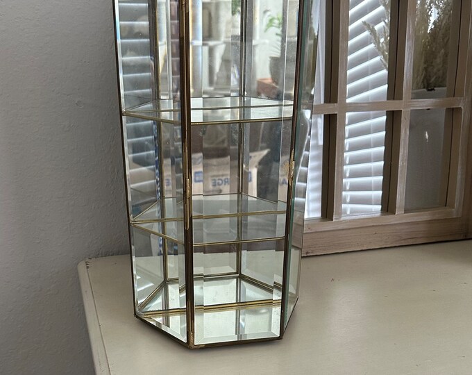 Vintage Glass and Brass Display Case - Etsy