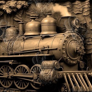 3D Illusion | Laser Burn PNG Digital File | Perfect for Engraving | Laser Ready | Instant Download | xTool | Glowforge | Old West Locomotive