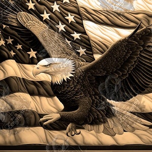 3D Eagle Flag Illusion: Laser Engraving PNG File (Digital Download)