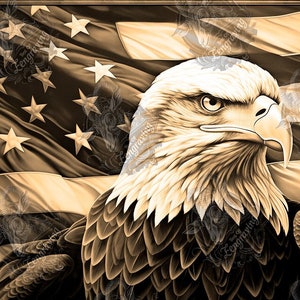 3D Eagle USA Flag Illusion: Laser Engraving PNG (Digital File)