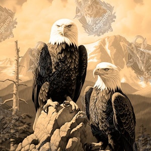 3D Eagle Scene Laser Engraving PNG File (Digital Download)