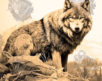 3D Illusion | Laser Burn PNG Digital File | Perfect for Engraving | Laser Ready | Instant Download | xTool | Glowforge | Wolf Scene