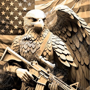 3D Eagle USA Military Laser Engraving File (PNG Digital Download)