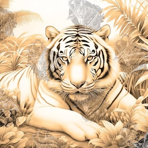 3D Tiger Forest Laser Engraving PNG (Digital Download) Diode Laser, Wood Burn File
