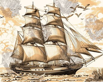 Ilusión 3D de un velero: Archivo PNG grabado con láser (descarga digital)