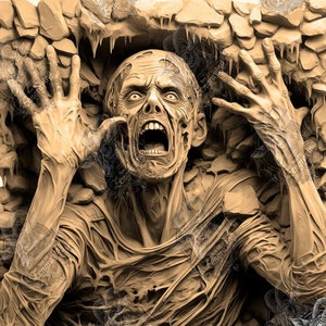 3D Zombie Illusion: Laser Engraving PNG File (Digital Download)