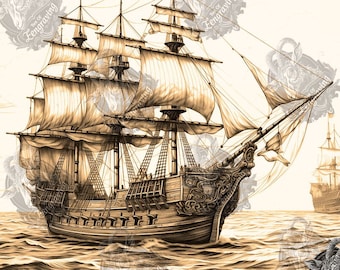 Ilusión 3D de un velero: Archivo PNG grabado con láser (descarga digital)