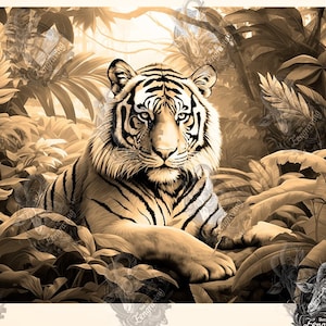 3D Tiger Forest Illusion: Laser Engraving PNG File (Digital Download) Diode Laser, Wood Burn File