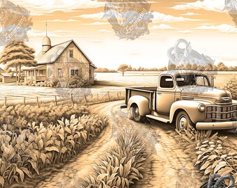Farm Truck 3D Illusion: Laser Engraving PNG File (Digital Download)