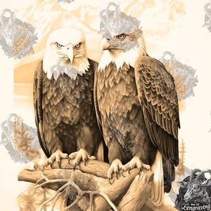 Eagle Couple 3D Illusion: Laser Engraving PNG File (Digital Download)