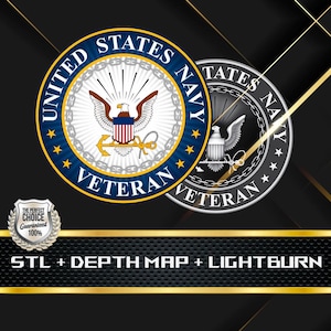 Dieptekaart munt | Hoogtekaart | 3D-lasergravure | STL-bestand | PNG-bestand | Grijswaarden | Lightburn BMP | CNC-munt | Munt voor veteranen uit de Verenigde Staten