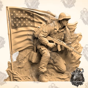 3D Soldier Flag Illusion: Laser Cut PNG File (Digital Download)
