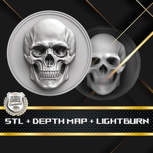 Dieptekaart munt | Hoogtekaart | 3D-lasergravure | Xtool | STL-bestand | PNG-bestand | Grijswaarden | Lightburn BMP | Laservezel | Schedelmunt