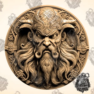Vikingasköld 3D-illusion: Lasergravering PNG-fil (digital nedladdning)
