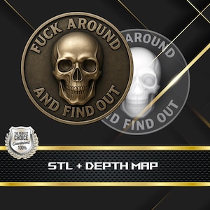 Coin Depth Map | Heigh Map | 3D Laser Engrave | Xtool | Stl file | PNG file | Grayscale | Lightburn BMP | Laser Fiber | FCK Find Out Coin