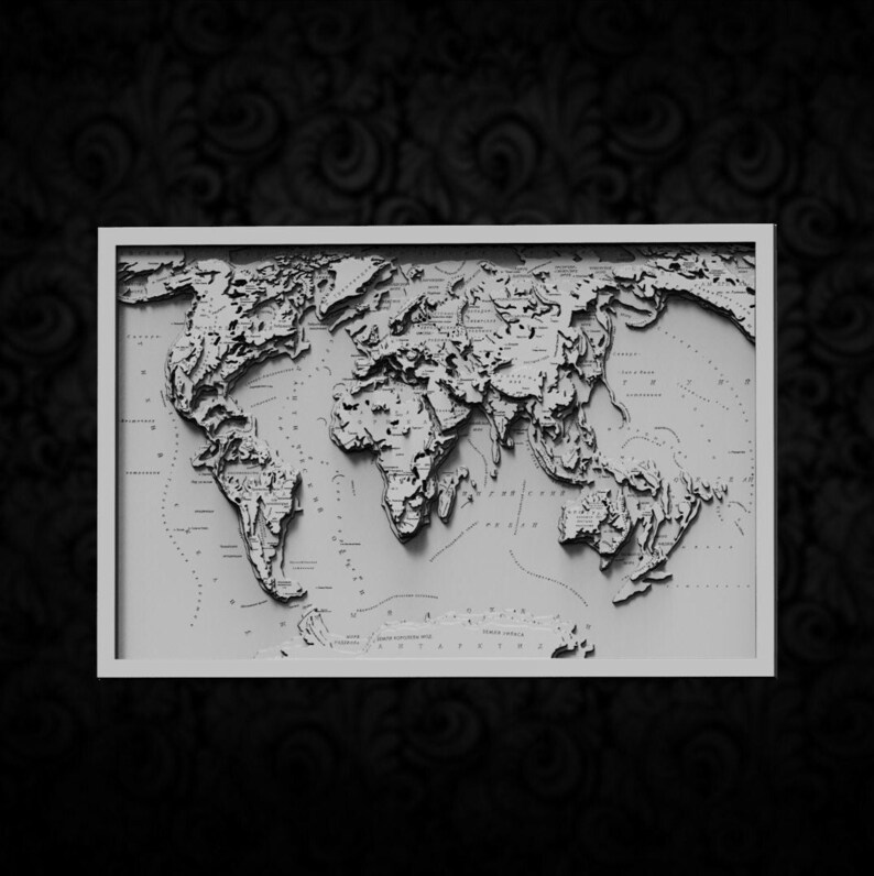 World Map for CNC 3D STL Model Cnc Router Engraver Artcam - Etsy