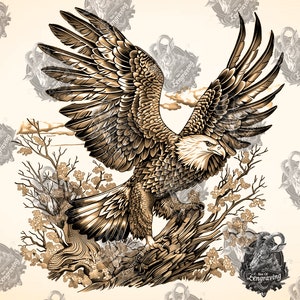 Bald Eagle 3D Illusion: Laser Engraving PNG File (Digital Download)