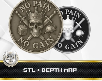 Coin Depth Map | Height Map | 3D Laser Engrave | Embossing