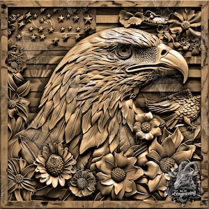 3D Eagle Illusion Laser Engraving File: xTool & Glowforge Ready (PNG)